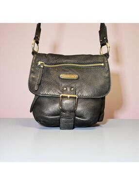 Michael Kors Y2K Black Pebble Leather Slouch Messenger Crossbody Handbag